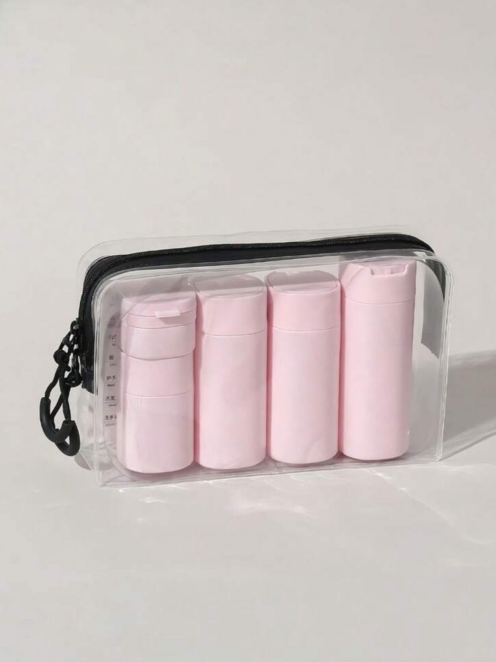 Pink Travel Toiletry Bottles with Clear Pouch
